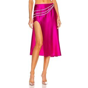 Nue Studio Laetitia Skirt in Fuchsia Pink Small New Womens Satin Midi